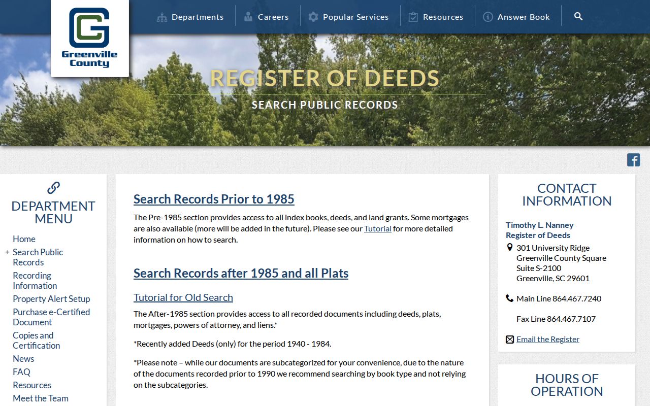 Mauldin street directory Greenville County Register of Deeds search